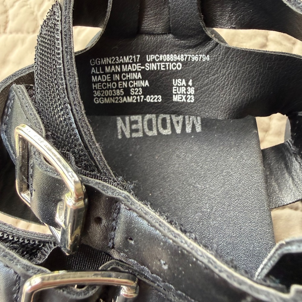 Kid's SIZE 4 Madden NYC Trendy Black Gladiator Fisherman Sandals Easy Closure - Picture 7 of 9